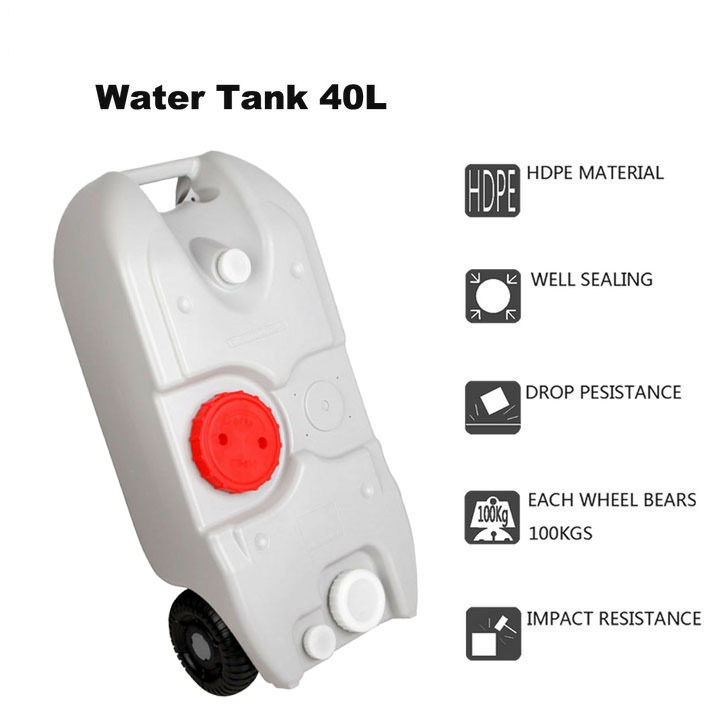 Portable 40L Wheel Water Tank Grey Camping Storage Caravan Motorhome Waste Gray Transport