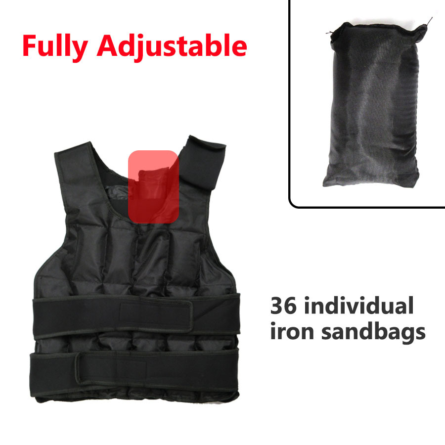 Weight Vest 30KG Weights Adjustable Soft Sandbag Crossfit Sports Training Running Strength Gym MMA