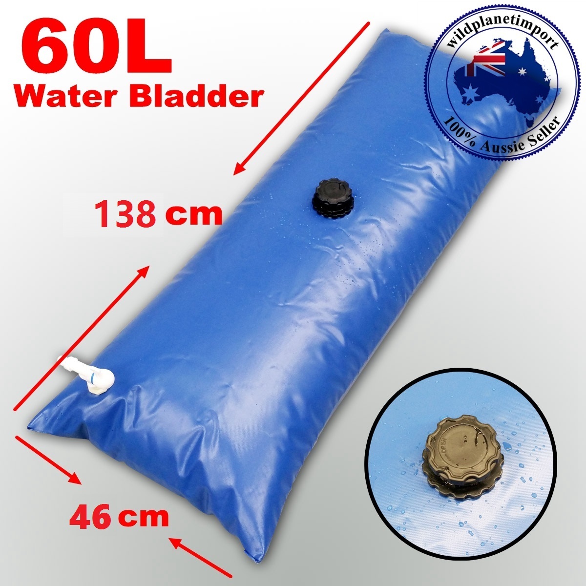 60 LTR WATER BLADDER NEW 4x4 4WD OFF ROAD CAMPING WATER TANK BLUE PVC