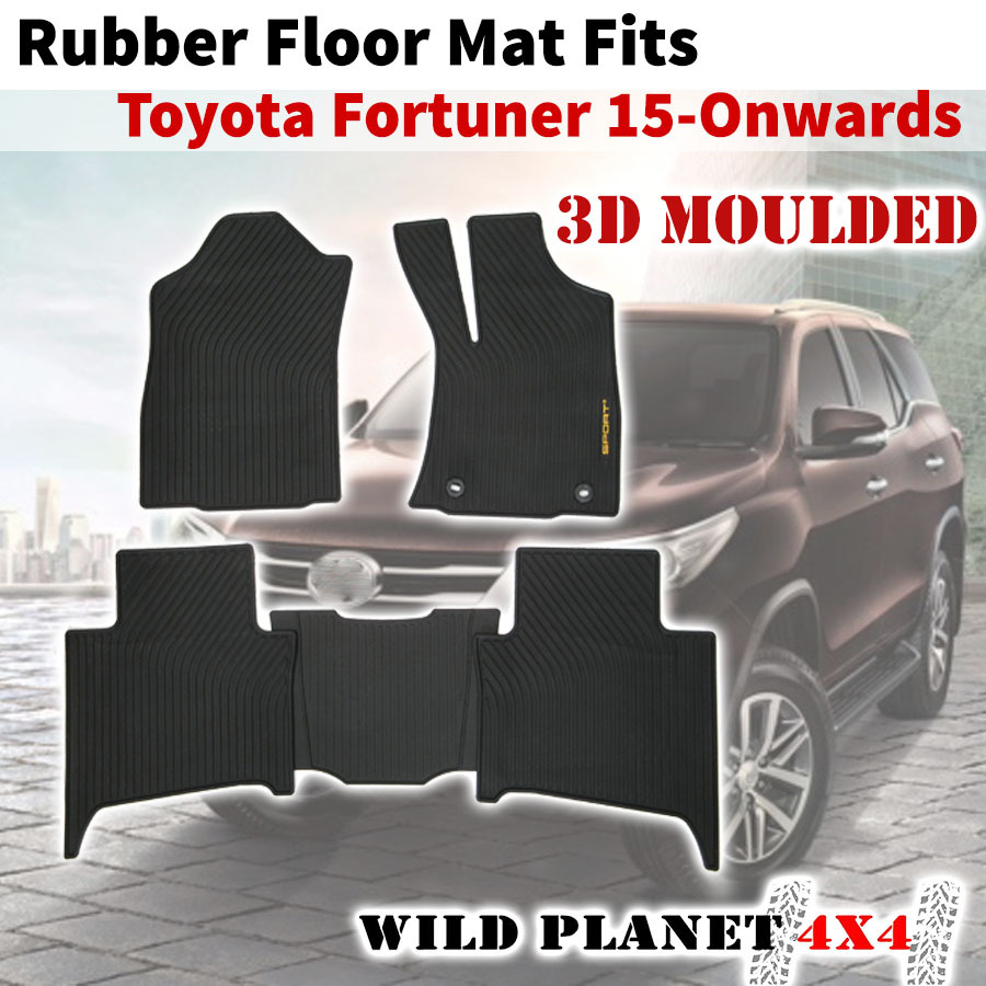Rubber Floor Mats Fits Toyota Fortuner 15onwards 1st&2nd Row 3D Moulded