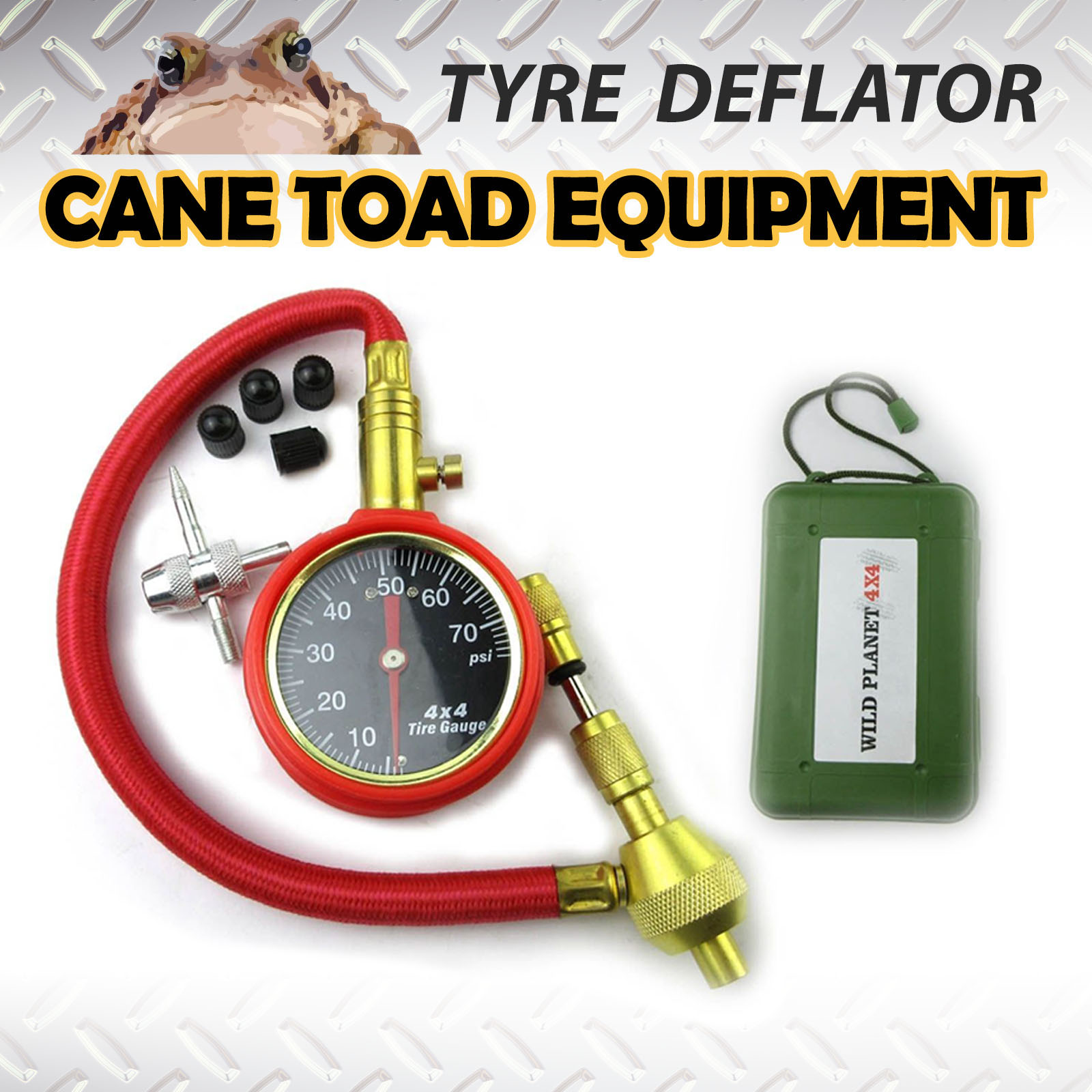 Rapid Tyre Deflator Air Deflators with Pressure Gauge 4wd valve caps tool
