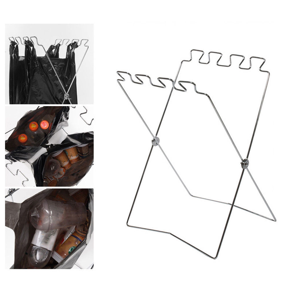 Garbage Bag Hanger Portable Trash Bag Rack Stainless Steel Folding Outdoor Hampe eBay