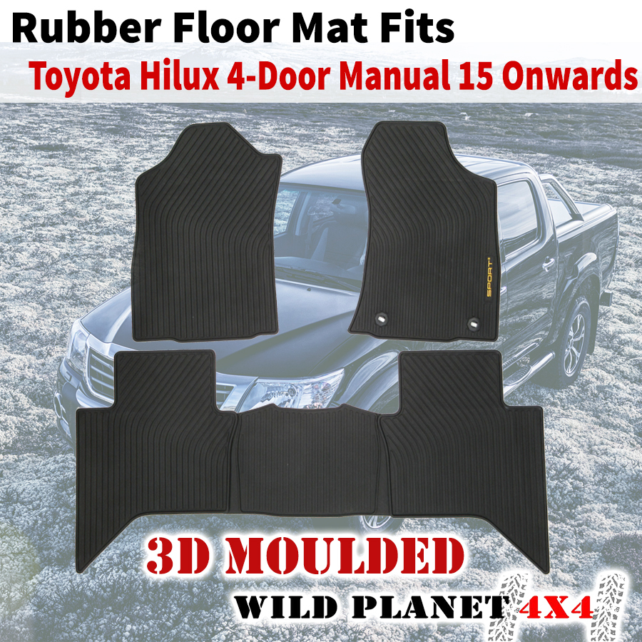 Rubber Floor Mats Fits Toyota Hilux 15 Onward Dual Cab Manul N80 3D