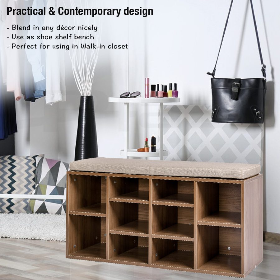 Shoe Bench Rack Storage OAK Cube Organiser Shelf