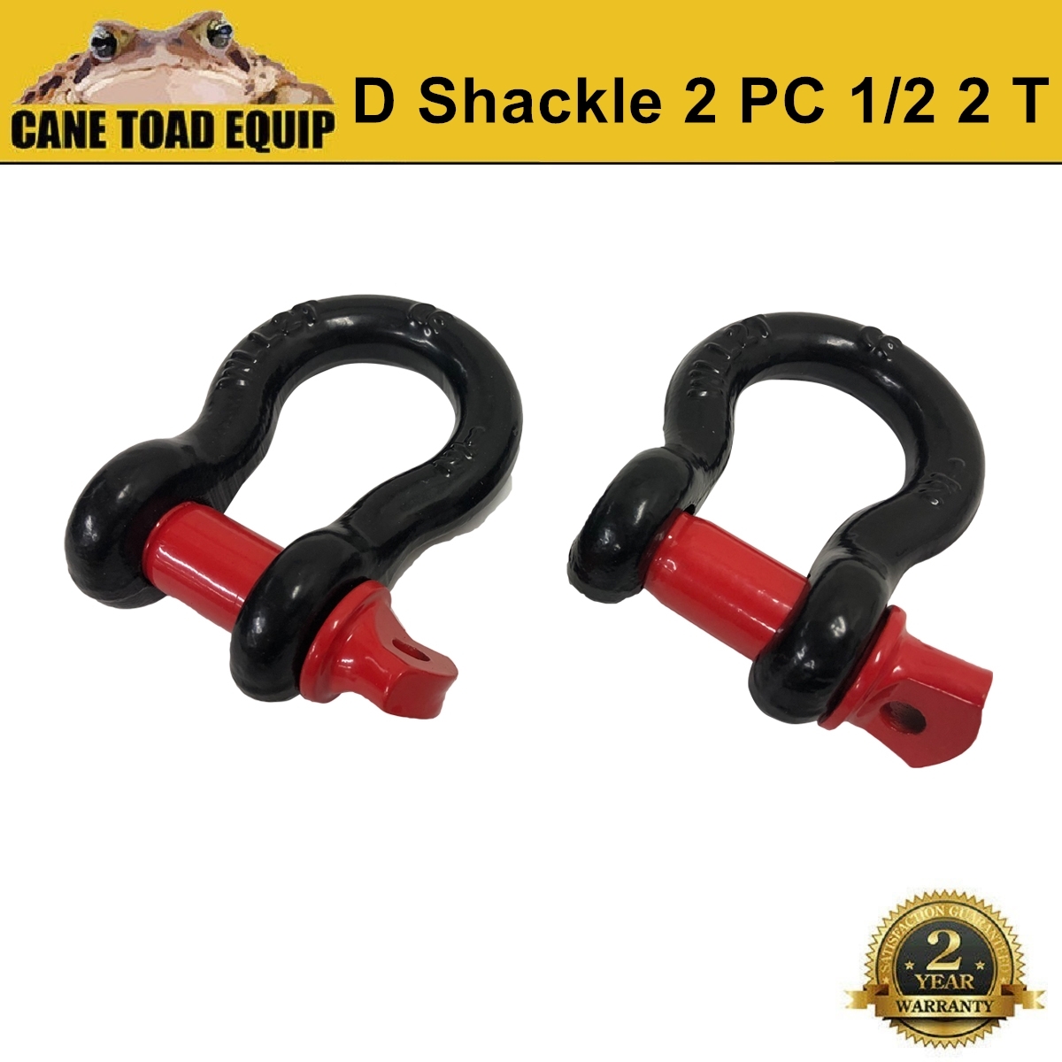 DShackle 1/2" 13mm Black Rated 2T Red Pin Boat Trailer Marine Caravan