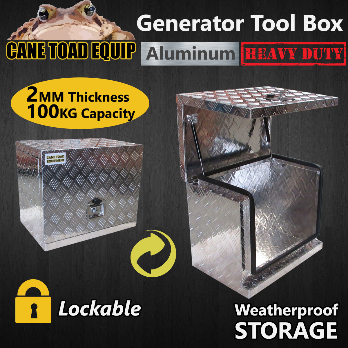 Generator Tool Box Aluminium 62x40x55cm Camper Caravan UTE/Car/Truck