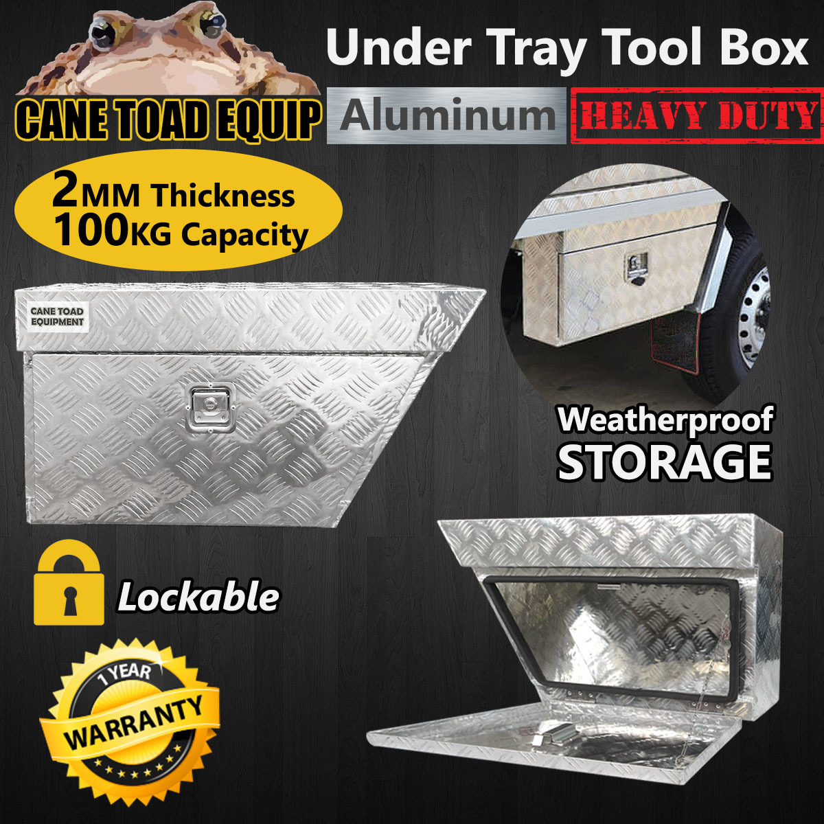 Aluminium Under Tray Ute Tool Box with T LOCK Heavy Duty Vehicle Chest Storage 