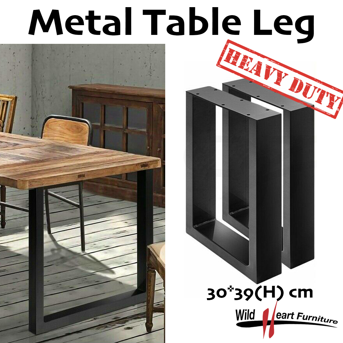 2x Steel Table Legs Coffee Dining Industrial Vintage Bench Metal Box