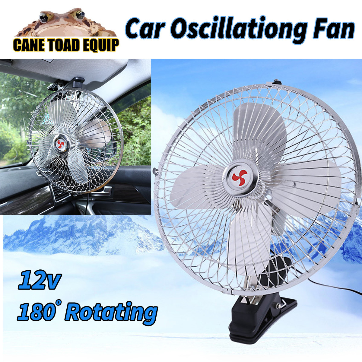 12V Oscillating Car Cooler Portable Fan 
