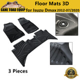3D Floor Mats for ISUZU DMAX 2012 Onwards TPE Moulded Liner Dual Cab D-MAX All Weather 4WD