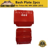 3mm Red Bash Plate Sump Guard 2 Pieces for Mitsubishi Triton ML MN 2006-2015 Powder Coated