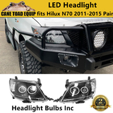 Headlights Black DRL Halo Projector Angel Eyes Pair Fits Toyota HILUX N70 2011-2015