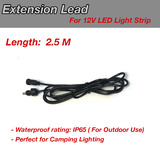 DC Power Extension Cable for Camping Lighting Device 2.5m Length 2.1mm / 5.5mm Male Female Jack