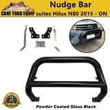 3" Nudge Bar For Toyota Hilux N80 Steel Gloss Black Grill Guard 2015-On 4WD 2wd