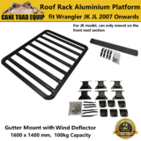 Roof Rack for Jeep Wrangler JL JK Gladiator Aluminium Platform +Wind Deflector 160x140cm Slimline Low