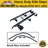 Heavy Duty Steel Side Steps Rock Sliders+Brush Bar Fit Mazda BT50 UP UR 2011-2020 Dual Cab B32P BT-50