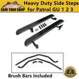 Steel Side Steps Brush Bars Rails suits Nissan Patrol GU 1 2 3 Wagon 97-04 Heavy Duty