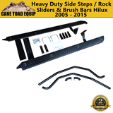 Heavy Duty Steel Side Steps Rock Sliders+Brush Bar fit Toyota Hilux 05-15 N70 4WD 