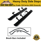 Heavy Duty Side Steps Prado 150 Series Rock Slider+Brush Bars Steel fit 2009 Onwards