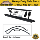 Heavy Duty Steel Side Steps Rock Slider+Brush Bars for Toyota Hilux N80 2015-2020 Dual Cab