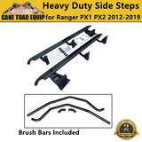 Heavy Duty Steel Side Steps Rock Slider+Brush Bars for Ford Ranger PX 123 2012-2021