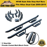 Pair 3'' Side Steps Bars fits Toyota Hilux 2005-15 Steel Powder Coated Matte Black