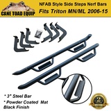 Pair 3'' Side Steps Bars fits Mitsubishi Triton MN ML 2006~15 Steel Powder Coated Matte Black 4DR