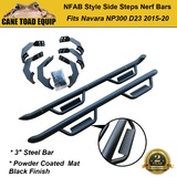 Pair 3'' Side Steps Bars fits Nissan Navara NP300 ND23 2015~2020 Steel Powder Coated Matte Black