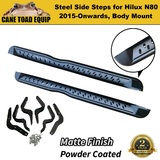 Side Steps for Toyota Hilux N80 15-23 Running Boards Powder Coated Matte Black Steel