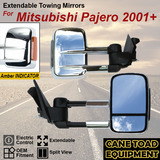 Chrome Extendable Towing Mirrors Fits Mitsubishi Pajero 2001+ With Indicators 