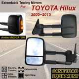 Extendable Towing Mirrors w Indicator Fits Toyota HILUX 2005-2015 BLACK