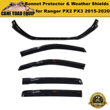 Bonnet Protector & WeatherShields Window Visor For Ford Ranger PX2 PX3 2015-2020