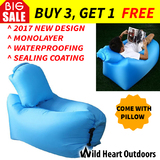 2017 Model Fast Inflatable Air Bag Sofa w Air Pillow Blue Lounge Laybag Camping Bed Beach Hangout 