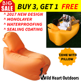 2017 Model Fast Inflatable Air Bag Sofa w Air Pillow Orange Lounge Laybag Camping Bed Beach Hangout 