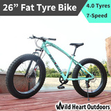2017 MODEL 26”Fat Mountain Bike GREEN Alloy Rims 7-Spd Disc Brake Beach Snow Sand 