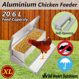20.6L Aluminium Chicken Feeder Automatic Chook Treadle Self Opening Poultry Rat-proof