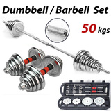 50KG Dumbbell Barbell Weights Set Plates Gym Home Fitness Exercise