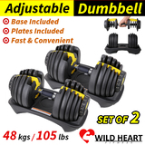 48kg Adjustable Dumbbell Set 2x24kg Home GYM Exercise Equipment Weight 
