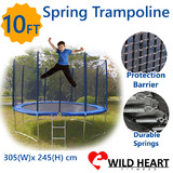 10ft Trampoline Round 3m Safety Net Spring Pad Ladder Kids Heavy Duty 