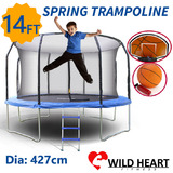 14ft Trampoline Round Safety Net+Spring Pad+Ladder+Basketball Set Kids Heavy Duty