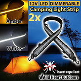 2x1.3m LED CAMPING LIGHT STRIP Dual Colour 12V FLEXIBLE Dimmer CARAVAN BOAT WATERPROOF BAR STRIP