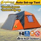4 Person Double-Layer Tent Auto Set-up Awning Family Camping Hiking 