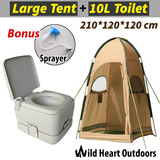 10L Portable Toilet & Camping Shower Tent Shower Bag Change Room Shelter Ensuite