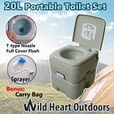20L Portable Toilet Outdoor Camping Potty w Carry Bag Sprayer Caravan Boating