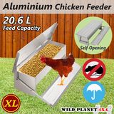 Chicken Feeder 20.6L Automatic Aluminium Chook Treadle Self Opening Poultry Rat-proof
