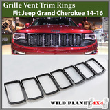 Black Grille Vent Trim Ring Insert Cover Kit Fits 14-16 Jeep Grand Cherokee