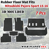 Rubber Floor Mats Fits Mitsubishi Pajero Sports 15-onwards Full Set 3D Moulded 