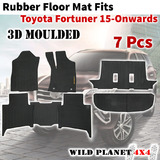 Rubber Floor Mats Fits Toyota Fortuner 15-onwards Full Set 3D Moulded 
