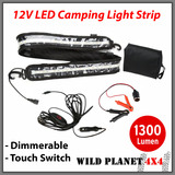 12V LED CAMPING LIGHT 1.3M FLEXIBLE Dimmer 5050 SMD CARAVAN BOAT WATERPROOF BAR STRIP 