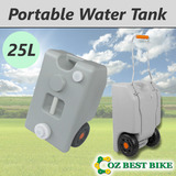25L Portable Water Tank Grey Wheel Camping Caravan Storage Motorhome Waste Transport Gray